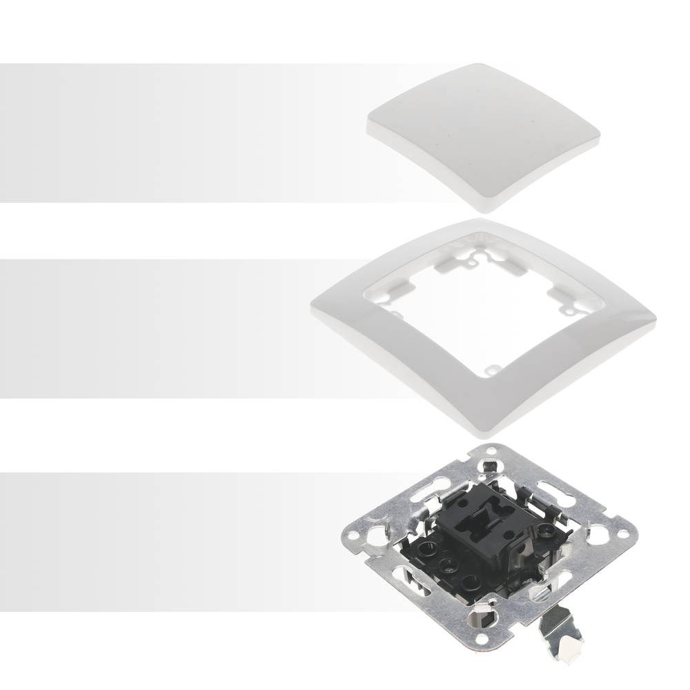 Wpuszczany przycisk z ramką 80x80mm biała seria Lille