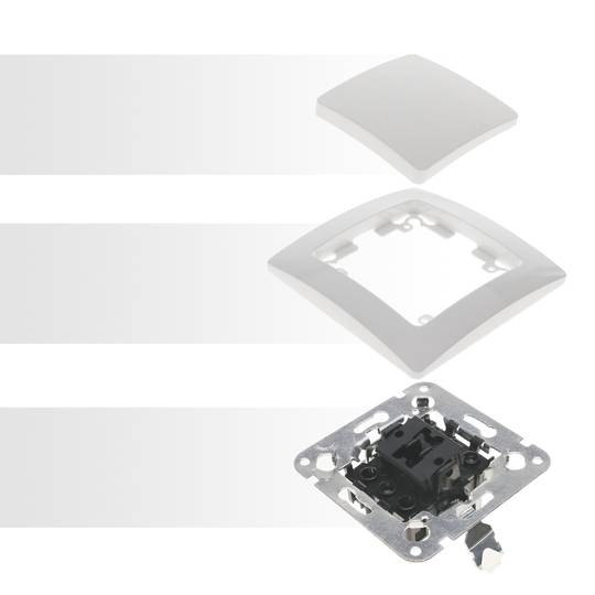 Wpuszczany przycisk z ramką 80x80mm biała seria Lille