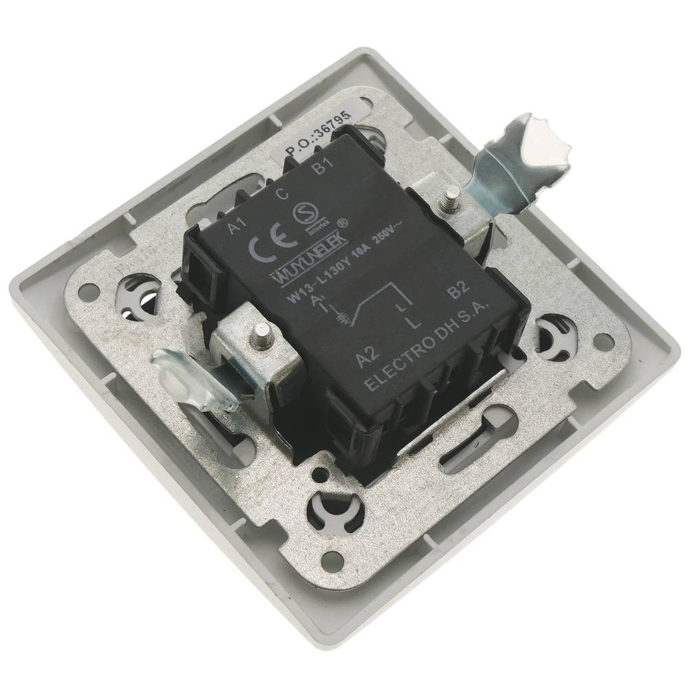 Wpuszczany przycisk z ramką 80x80mm biała seria Lille