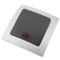 Wechselschaltung Licht Unterputz mit Rahmen 80x80mm Serie Lille Silber und Grau