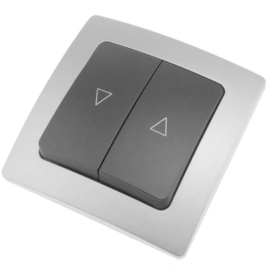 Double gang push button mechanism with 80x80mm cover frame Lille series silver and gray