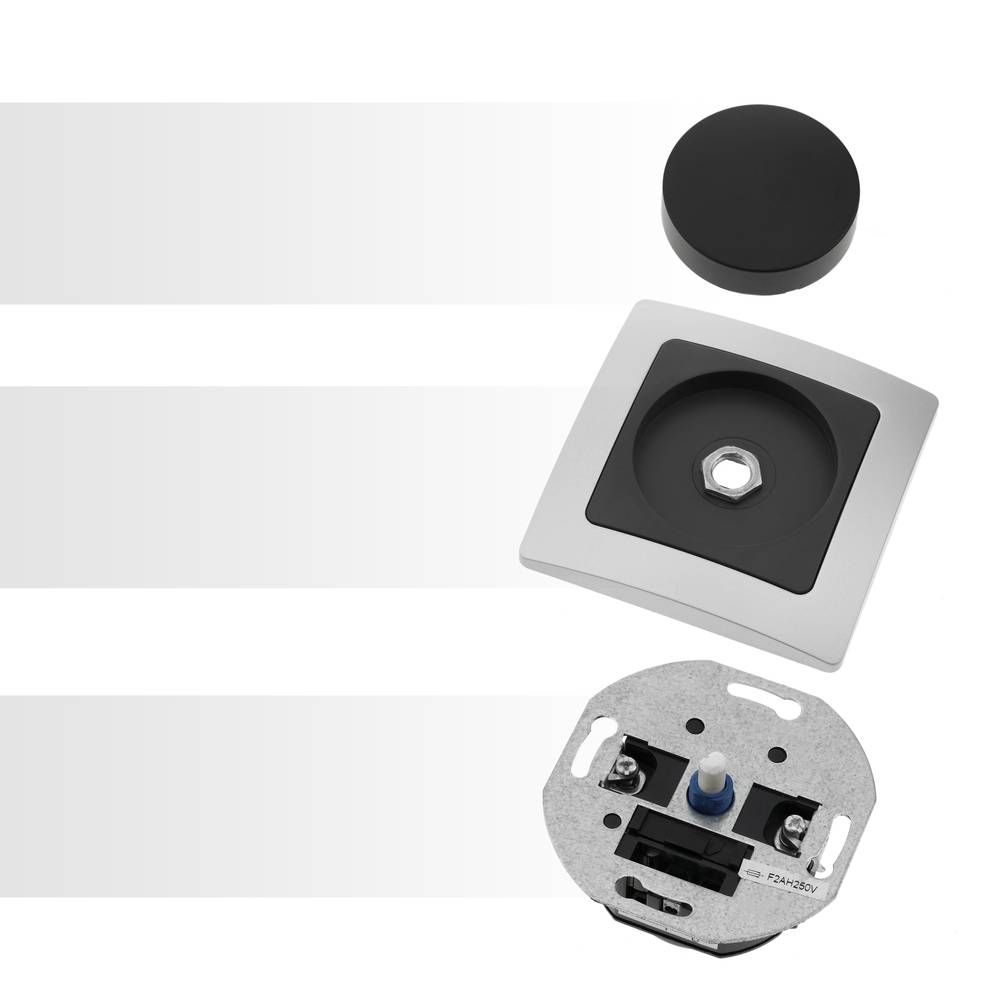 Dimmer light switch mechanism with 80x80mm cover frame Lille series silver and gray