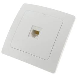 Presa telefonica RJ11 da incasso con salvaparete 80x80mm serie Lille bianco