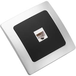 Single gang ethernet data socket RJ45 with 80x80mm cover frame Lille series silver and gray