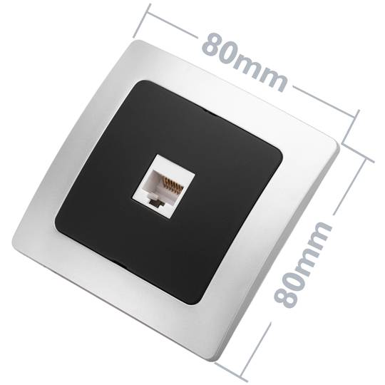 Einsatz Ethernet RJ45 Unterputz mit Rahmen 80x80mm Serie Lille Silber und Grau
