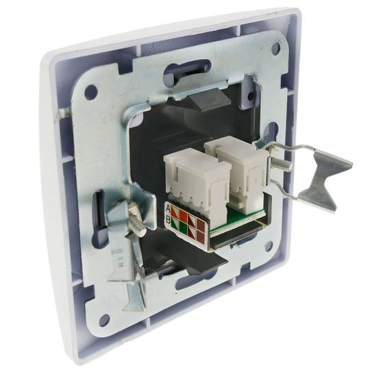 Einsatz Ethernet RJ45 Unterputz mit Rahmen 80x80mm Serie Lille Silber und Grau