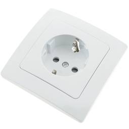 Single schuko socket mechanism with 80x80mm cover frame Lille series white