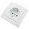 Base de enchufe schuko empotrable con marco 80x80mm serie Lille de color blanco