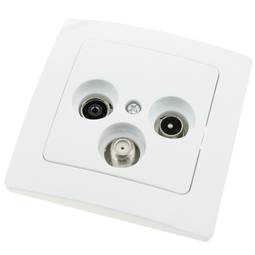 Three gang TV/SAT/R mechanism with 80x80mm cover frame Lille series white
