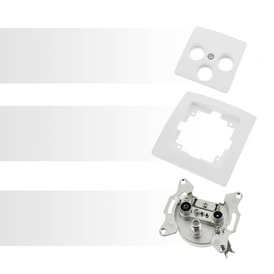 Prise TV/SAT/R encastrable avec plaque de finition 80x80mm série Lille blanc