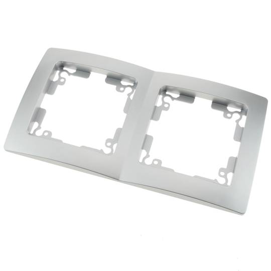Marc doble per a 2 mecanismes empotrables 150x80mm sèrie Lille de color plata i gris