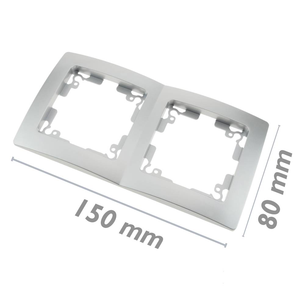 Marc doble per a 2 mecanismes empotrables 150x80mm sèrie Lille de color plata i gris