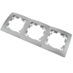 Marc triple per a 3 mecanismes empotrables 225x80mm sèrie Lille de color plata i gris