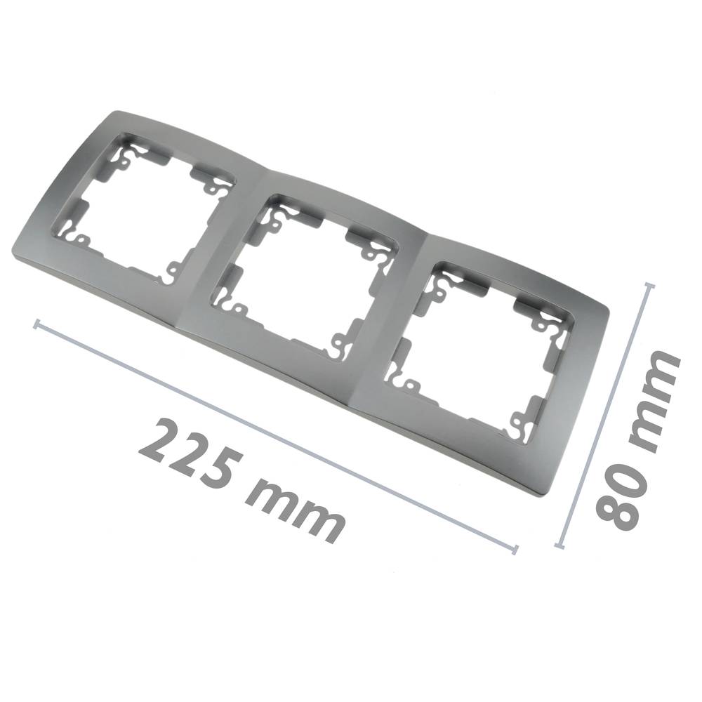 Triple cover frame for 3 module 225x80mm Lille series silver and gray