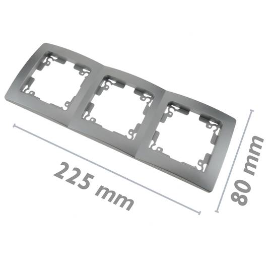 Triple cover frame for 3 module 225x80mm Lille series silver and gray