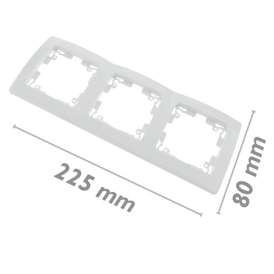 Marc triple per a 3 mecanismes empotrables 225x80mm sèrie Lille de color blanc