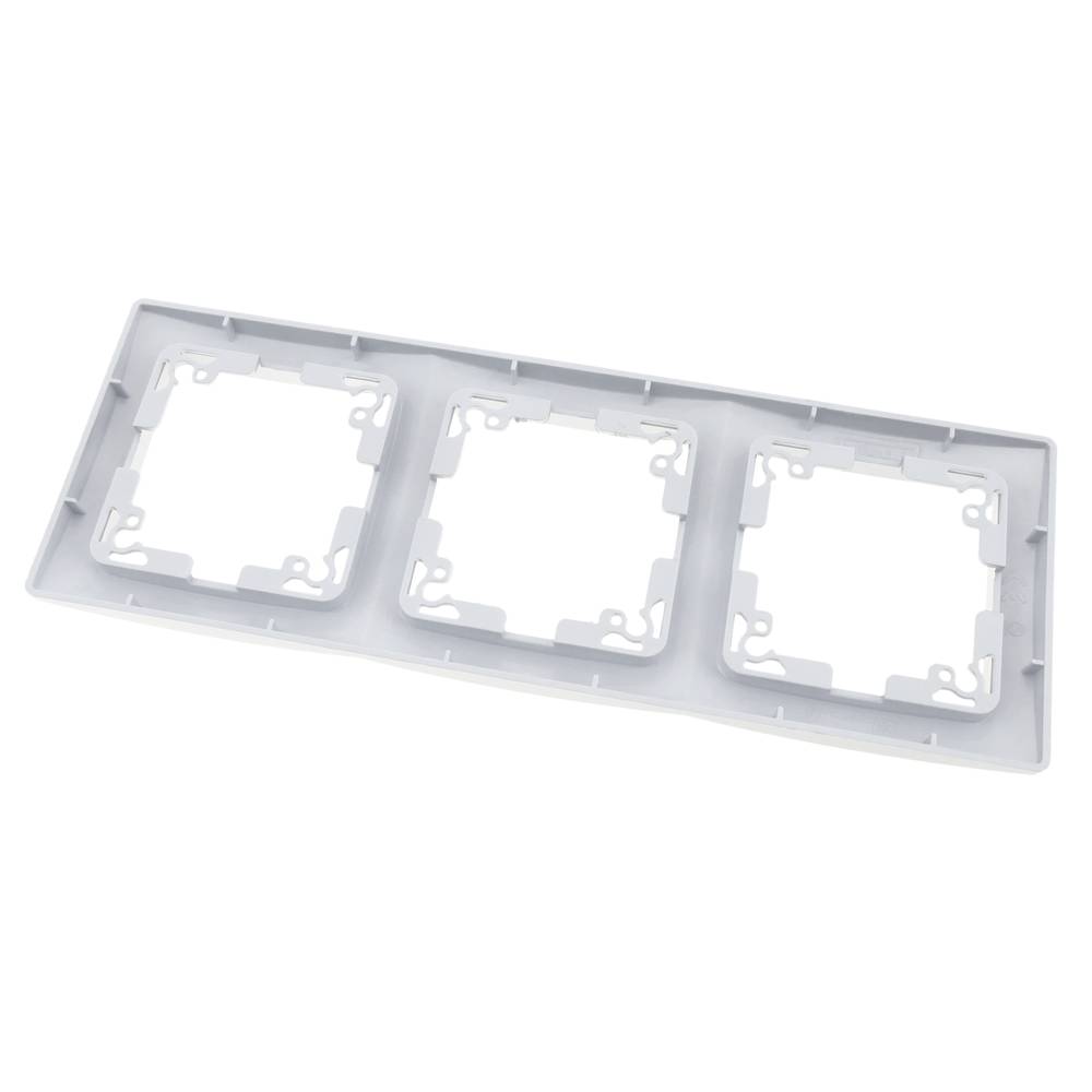 Marc triple per a 3 mecanismes empotrables 225x80mm sèrie Lille de color blanc