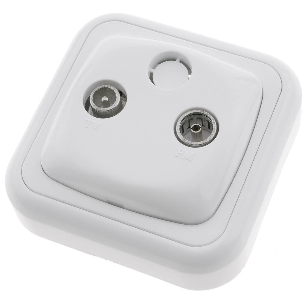 Tomada TV / R com espelho 80x80mm branco
