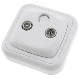 Podstawa z natynkowym gniazdem TV / R z białą ramą 80x80mm