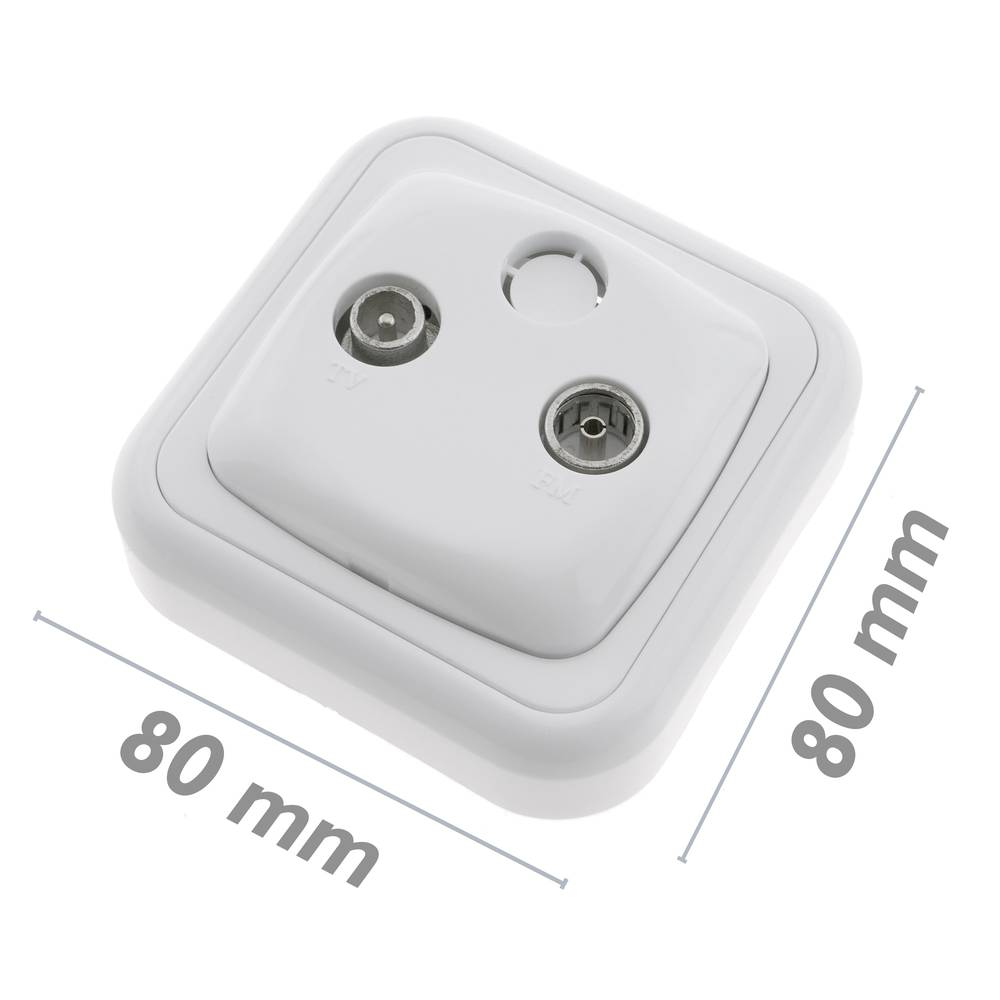Tomada TV / R com espelho 80x80mm branco