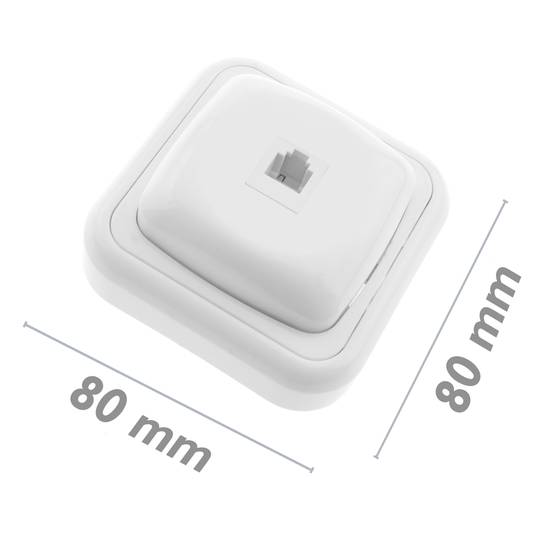 Einsatz Telefon RJ11 mit Rahmen 80x80mm weiss