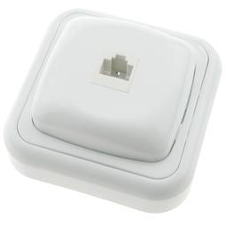 Base con toma de red RJ45 de superficie con marco 80x80mm de color blanco