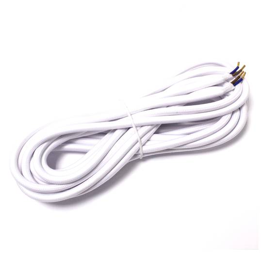 5 m 2x0,75 mm witte, decoratieve elektrische kabel van doek