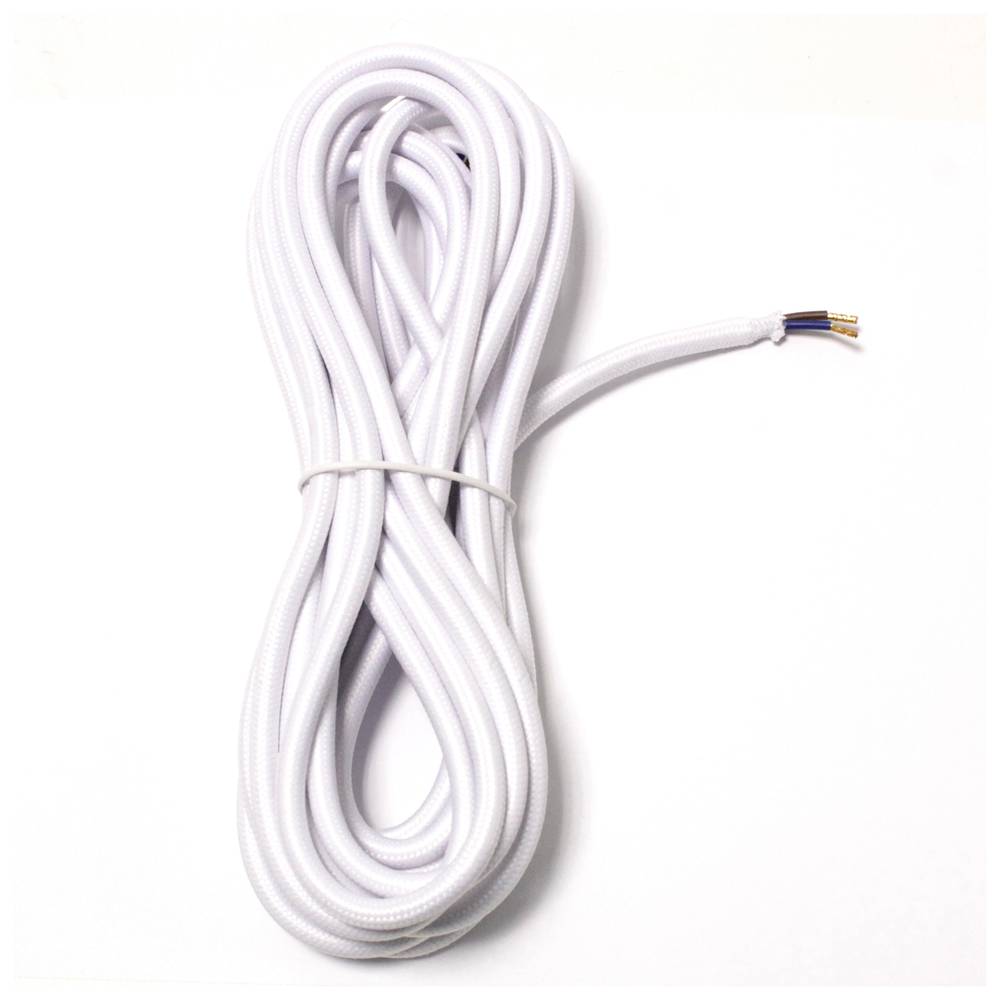 5 m 2x0,75 mm witte, decoratieve elektrische kabel van doek