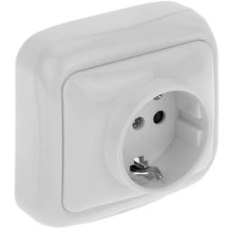 Schuko-Steckdose mit weißem Rahmen 77x77mm