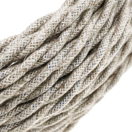 25 m 2x0,75 mm gevlochten decoratieve elektrische kabel in verouderd wit