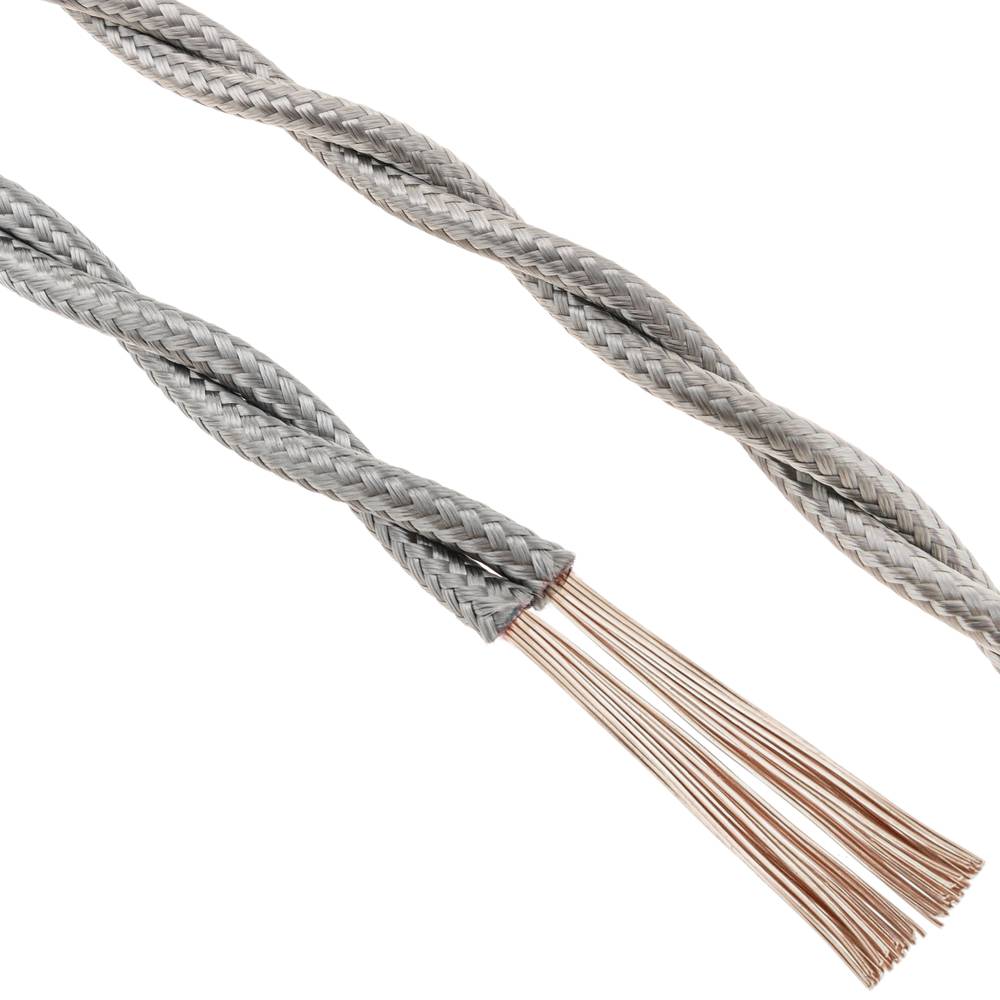 Cable eléctrico decorativo trenzado 25m 2x0.75mm de color gris plata -  Cablematic