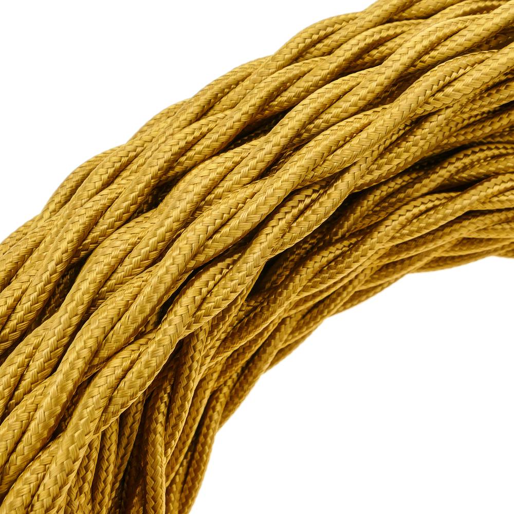 Tressée décoratif câble 25m électrique 2x0.75mm doré