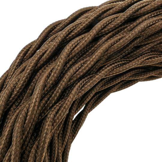 Decorative braided electrical cable 25m brown 2x0.75mm