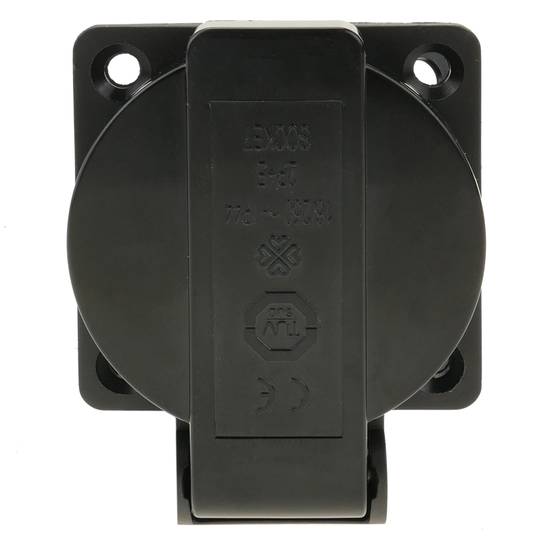Presa industriale schuko con coperchio IP44 incasso a vite colore nero