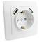 Stecksockel  für Schuko mit USB 2 x A Buchse 80x80mm Lille für die Einbettung weiss