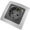 Socket base for schuko with USB  2 x A female 80x80mm Lille for embedding silver and gray