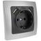 Socket base for schuko with USB  2 x A female 80x80mm Lille for embedding silver and gray