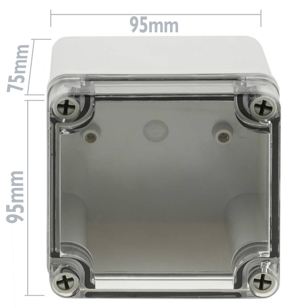 Caja de conexiones eléctricas de plástico ABS impermeable IP65 transparente 95x95x75mm
