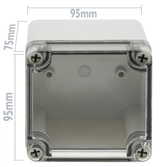 Caja de conexiones eléctricas de plástico ABS impermeable IP65 transparente 95x95x75mm