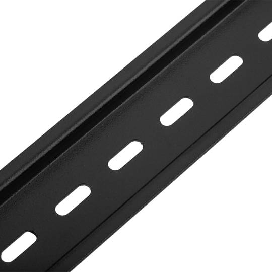 Pacote de 3 trilhos DIN pretos de trilho 35x7mm perfurado de 200mm