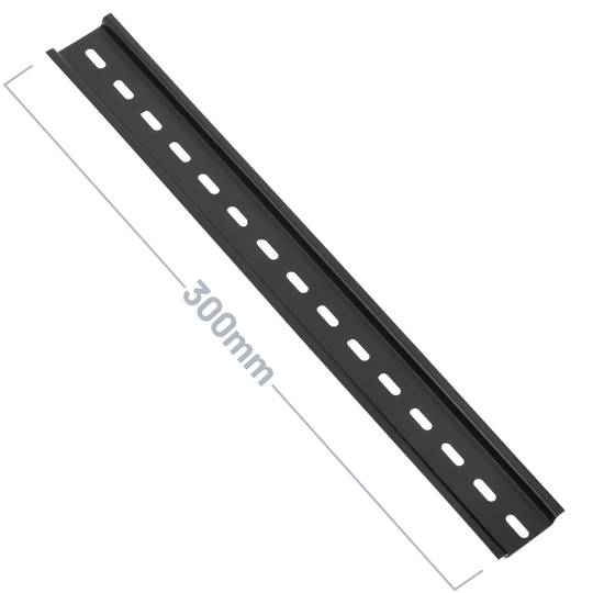 Zestaw 3 czarnych szyn DIN z perforowaną szyną 300mm 35x7mm