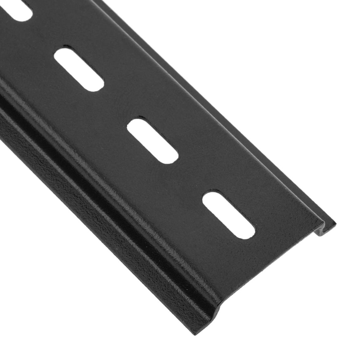 Zestaw 3 czarnych szyn DIN z perforowaną szyną 300mm 35x7mm