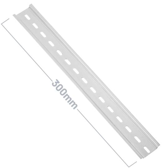 Zestaw 3 srebrnych szyn DIN 300mm perforowanych szyna 35x15mm