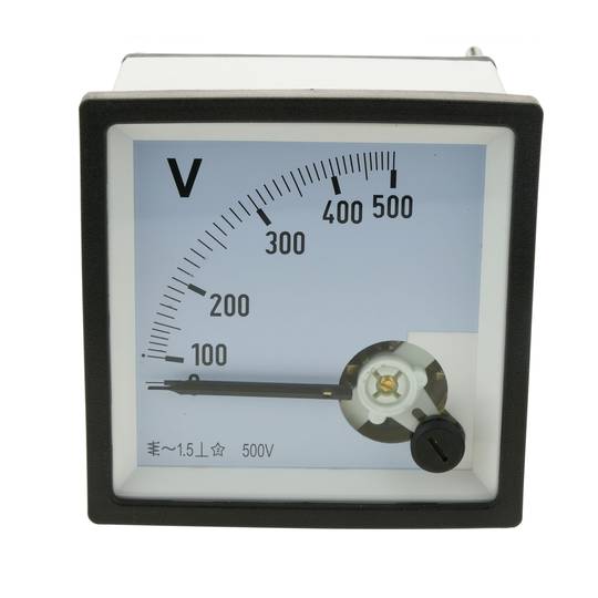 Voltmetro elettrico analogico a pannello quadra 72x72mm 500V - Cablematic