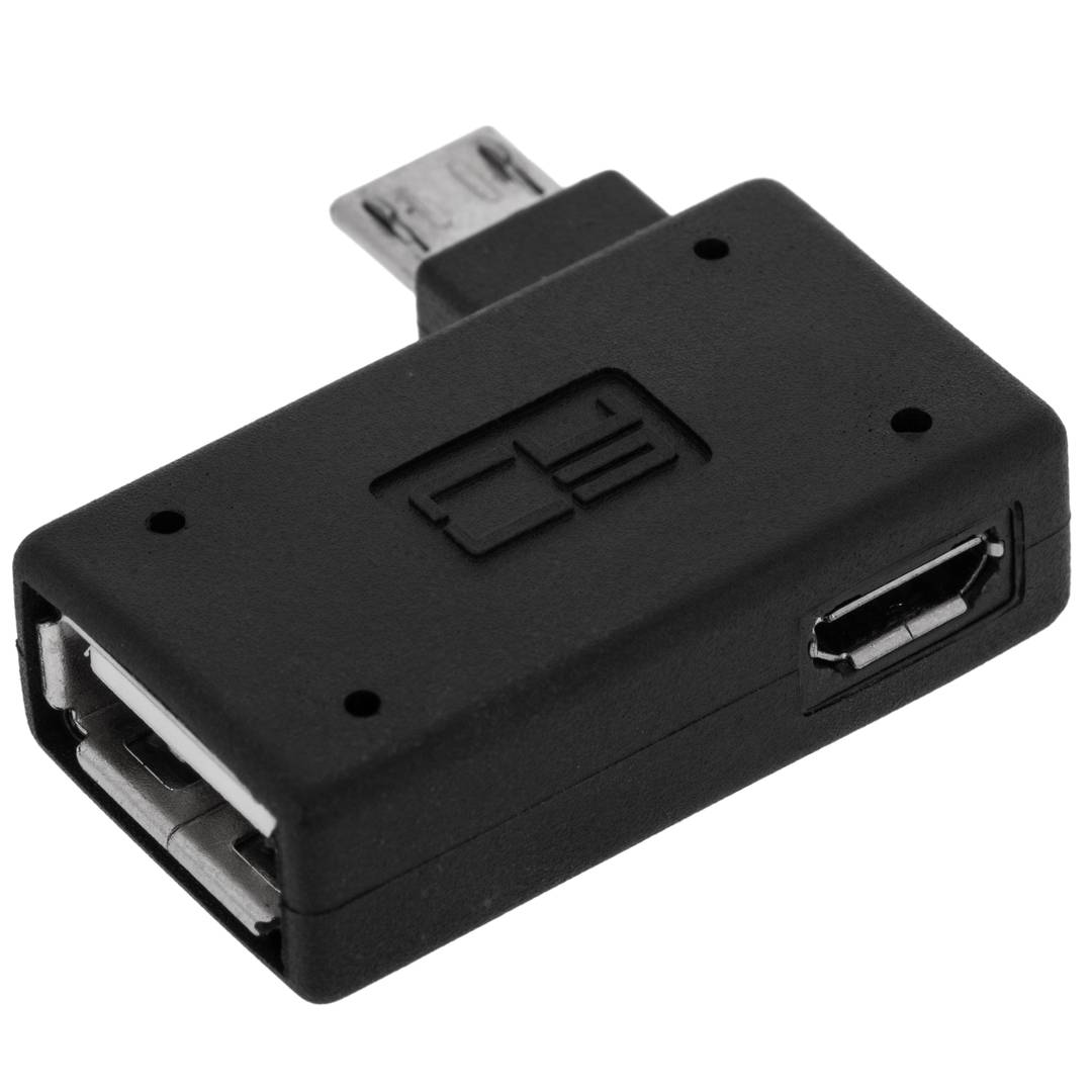 Adaptador OTG a MicroUSB con alimentación por la derecha