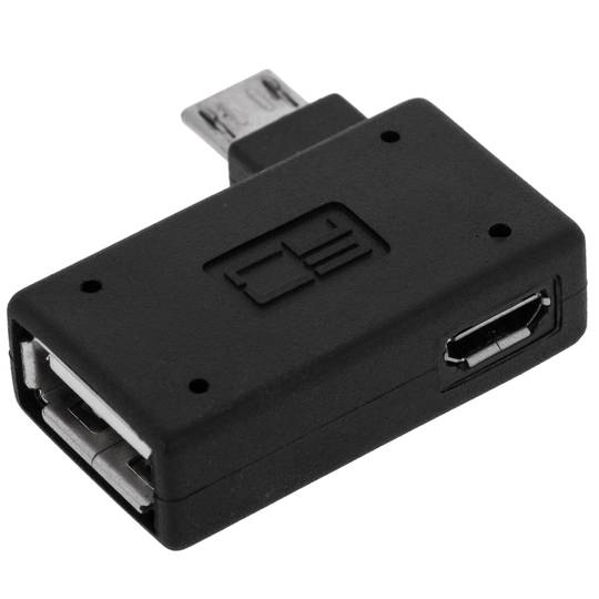Adaptador OTG a MicroUSB con alimentación por la derecha