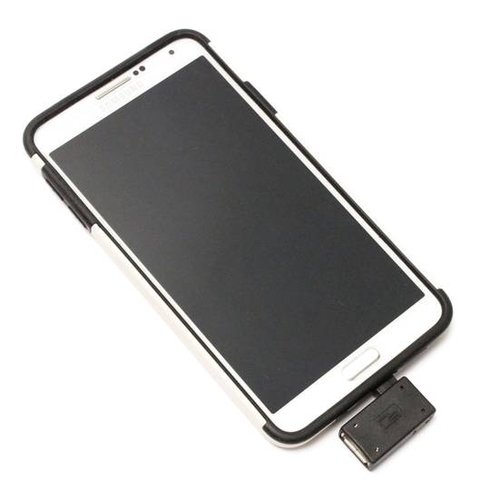 OTG to MicroUSB adapter with power from the left