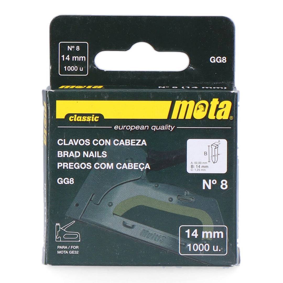 Pak van 1000 stuks nagel nummer 8 met een dikte van 1,25 mm GG8 Mota