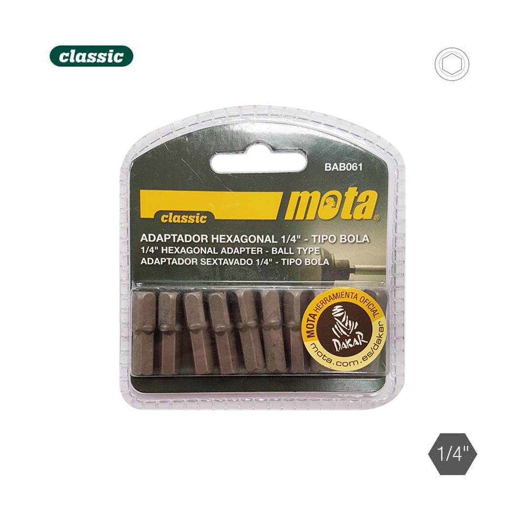Pak van 10 eenheden van 25 mm zeshoekige kogeladapter 1-4 BAB061 Mota
