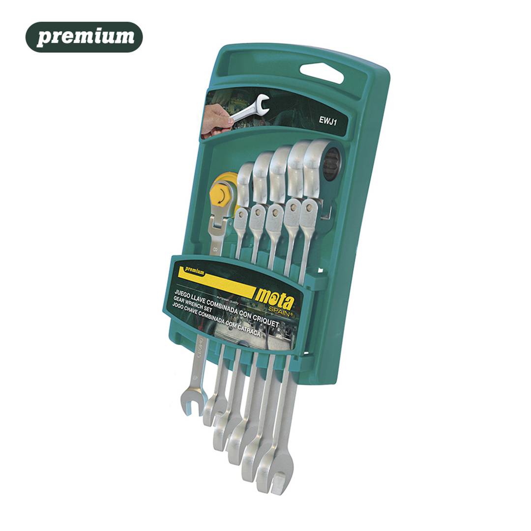 Serie di 6 chiavi combinate snodate con cricchetto EWJ1 Mota